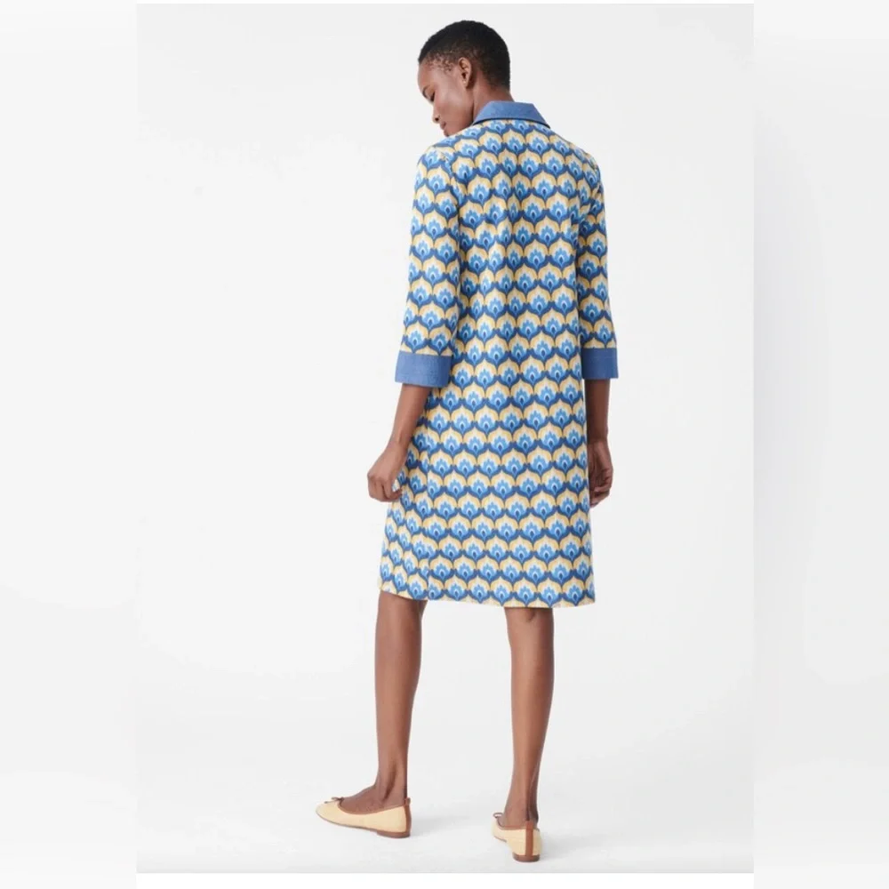 Perfect like new J.McLaughlin Bryony Dress In Mod Squad 3/4 Sleeve Blue - Picture 3 of 12